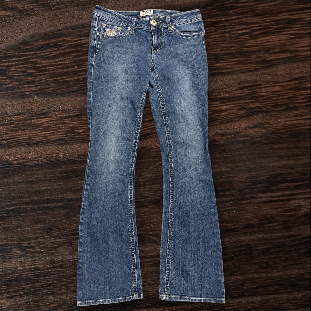 Y2K Mudd Bootcut Flare Jeans Womens 5 Cowgirl Denim Rhinestone